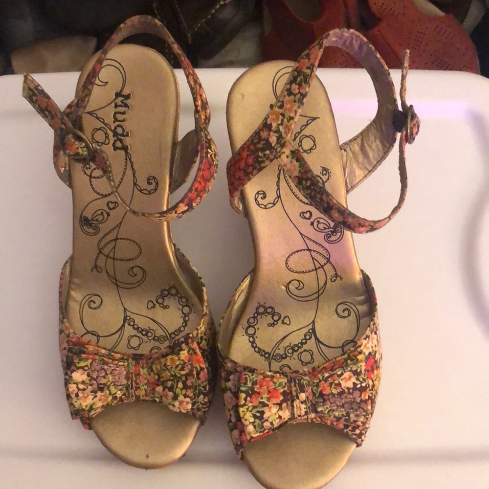 Floral high heeled sandals